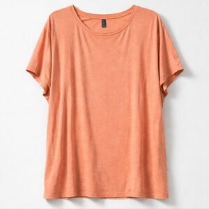 176 Torrid 2 2X Peach Orange White Tie Dye Acid Wash Short Sleeve Tee